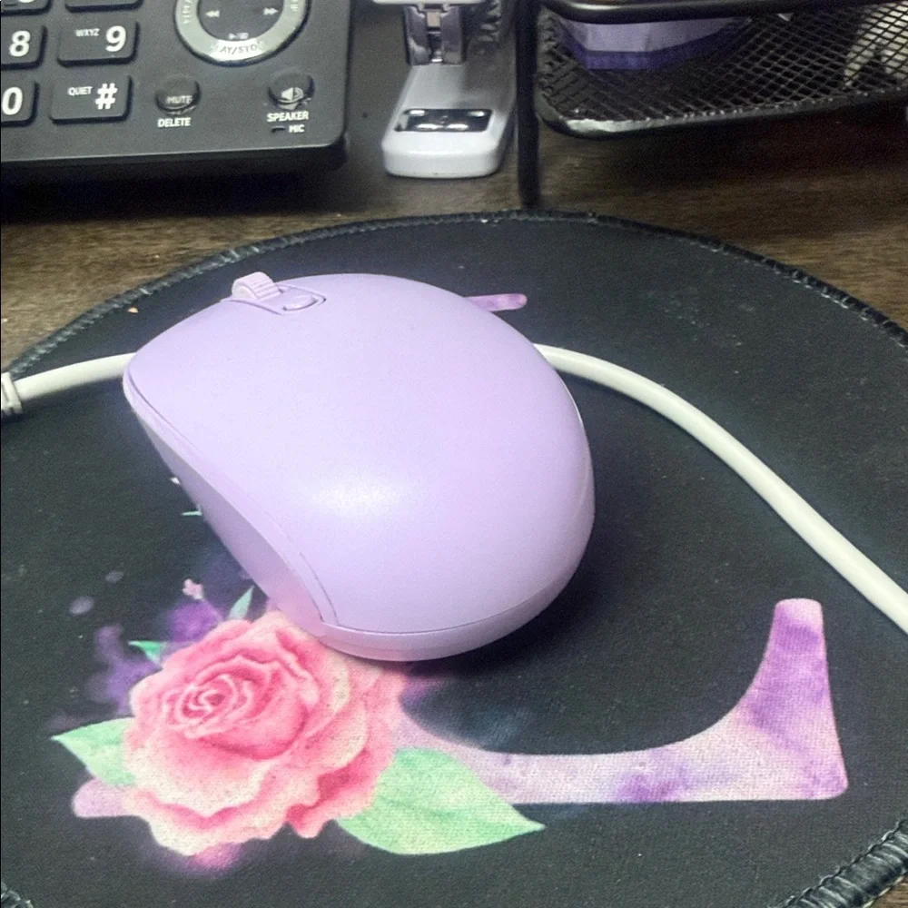 Purple Wired Computer Mouse